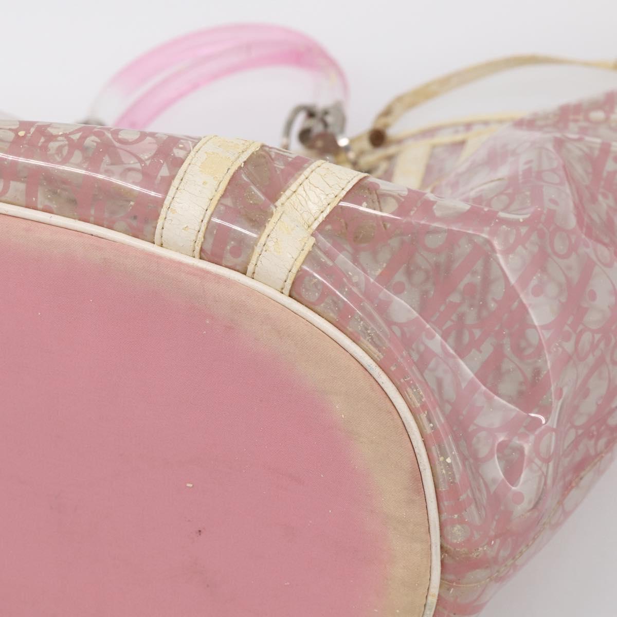 Christian Dior Hand Bag Vinyl Pink White Auth mr3071