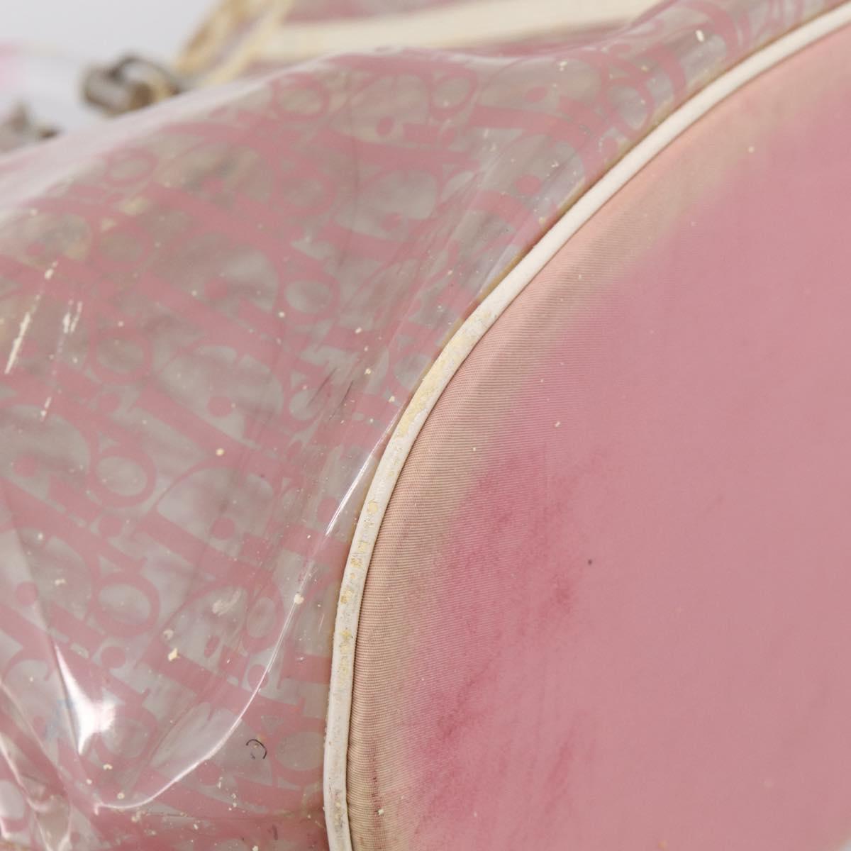 Christian Dior Hand Bag Vinyl Pink White Auth mr3071