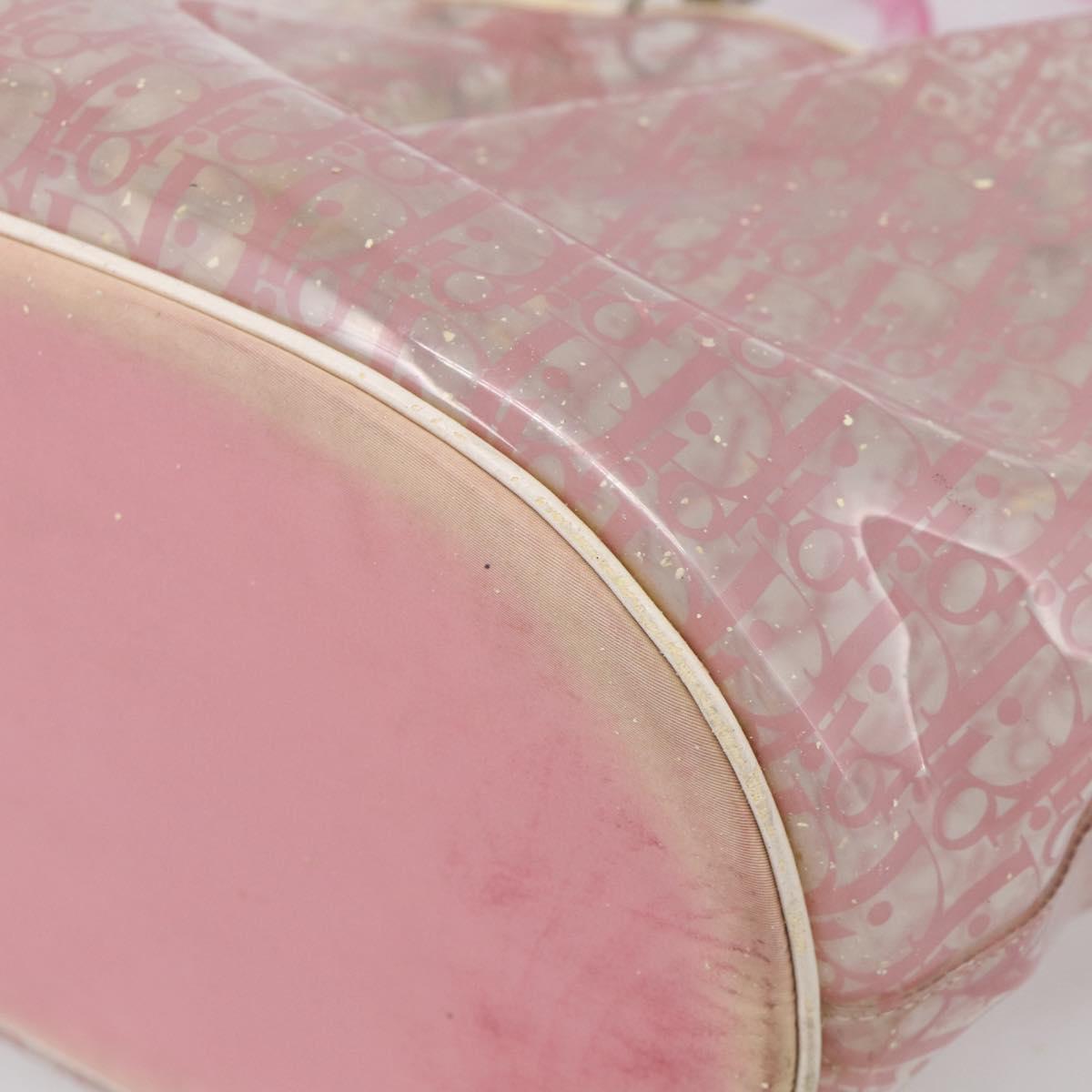 Christian Dior Hand Bag Vinyl Pink White Auth mr3071