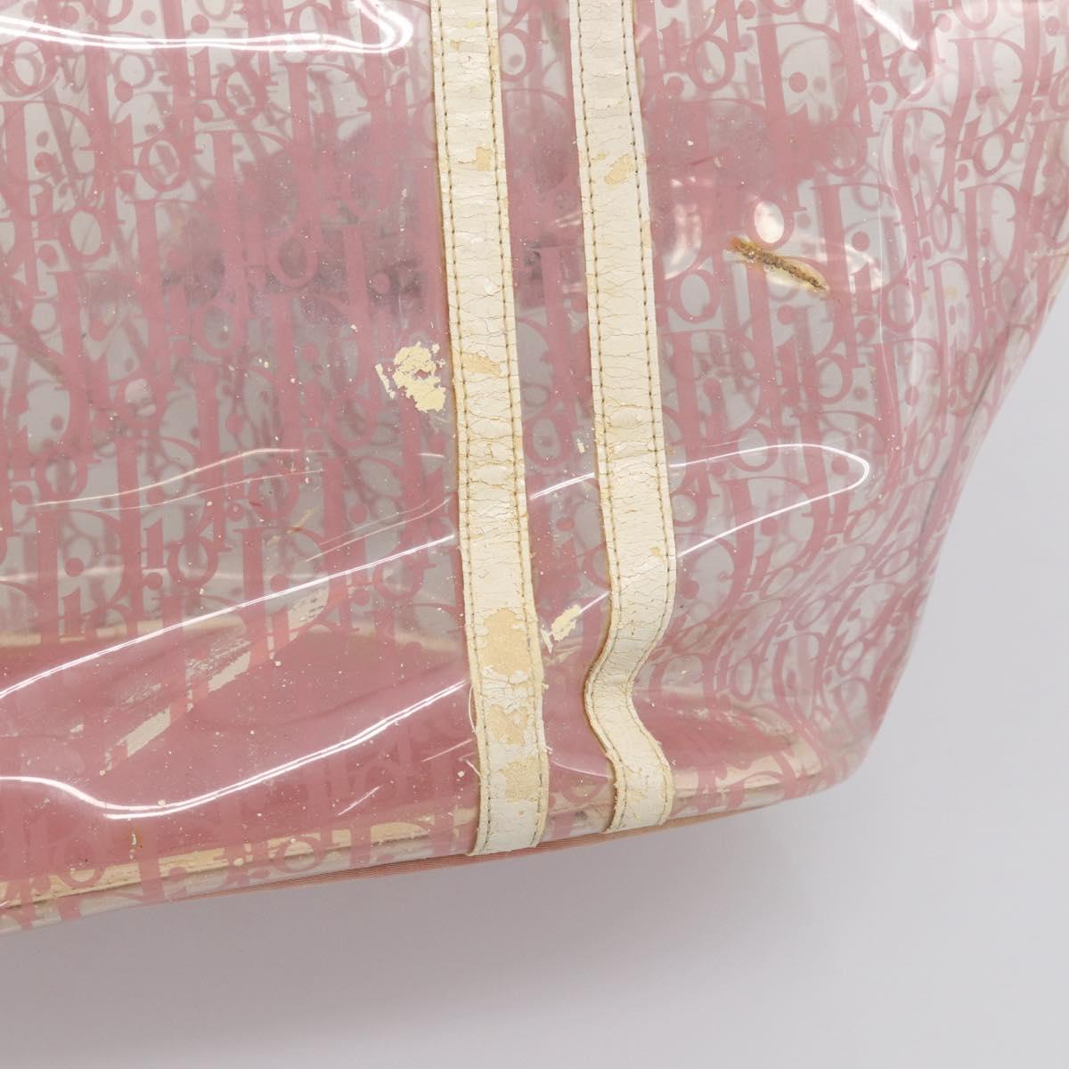 Christian Dior Hand Bag Vinyl Pink White Auth mr3071