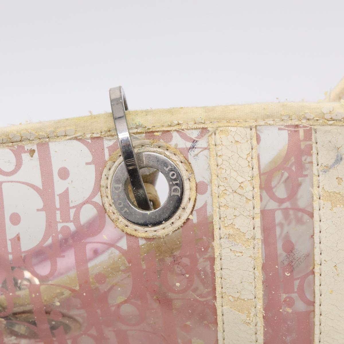 Christian Dior Hand Bag Vinyl Pink White Auth mr3071