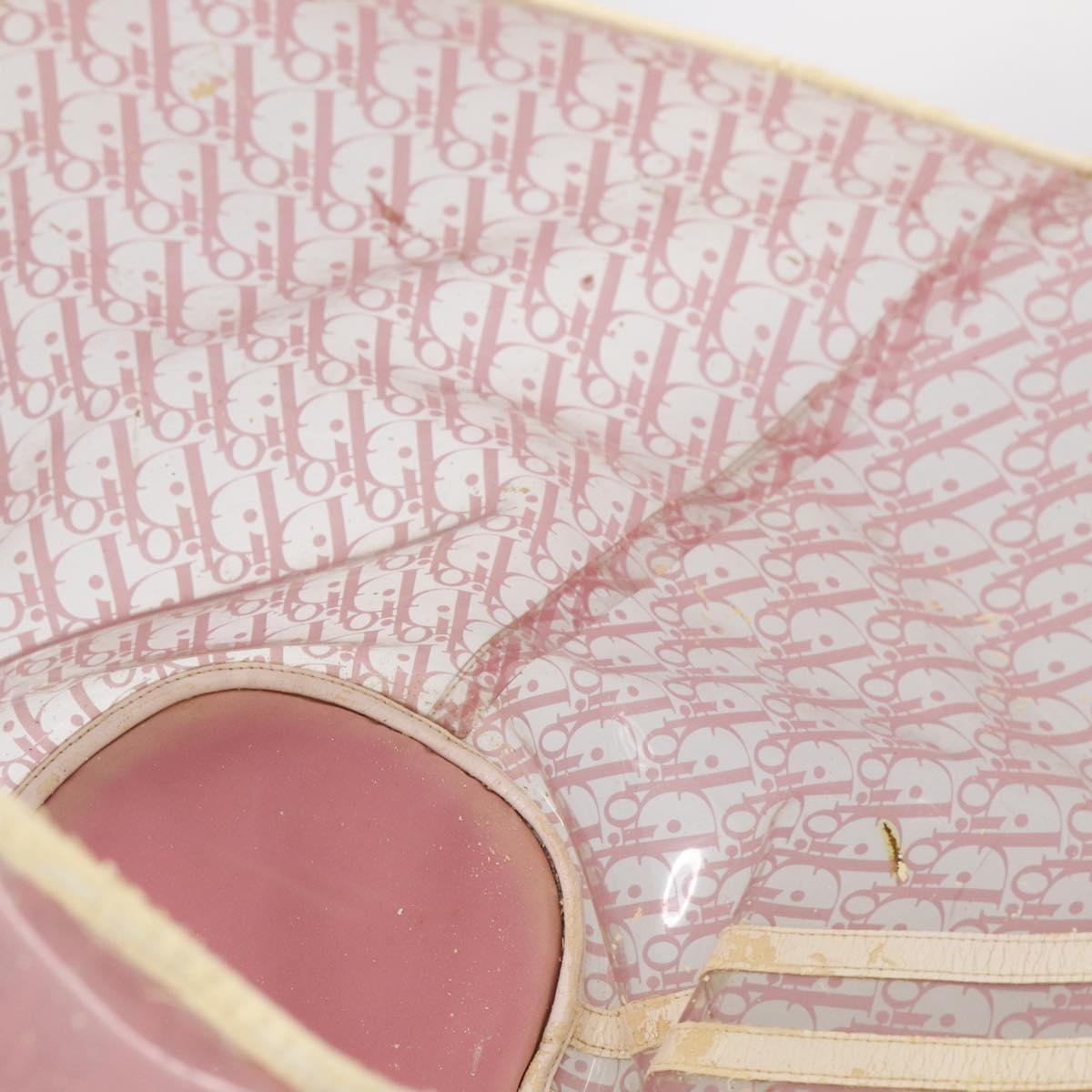 Christian Dior Hand Bag Vinyl Pink White Auth mr3071