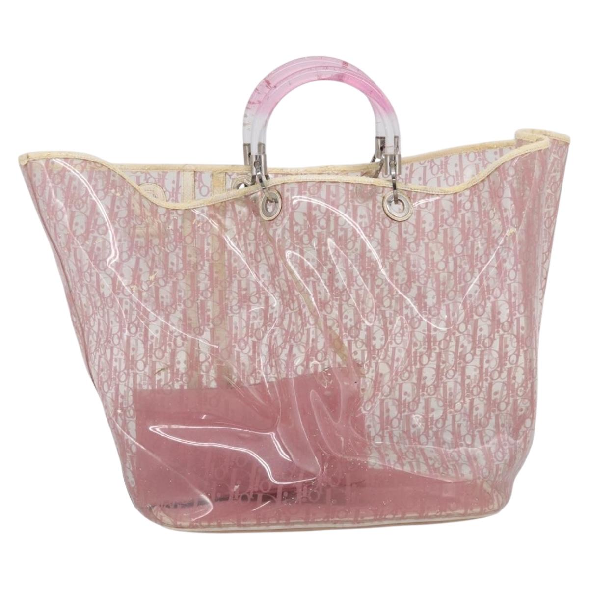 Christian Dior Hand Bag Vinyl Pink White Auth mr3071