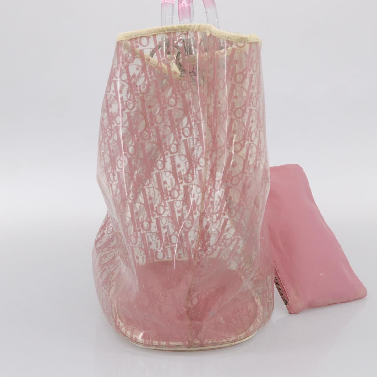 Christian Dior Hand Bag Vinyl Pink White Auth mr3071