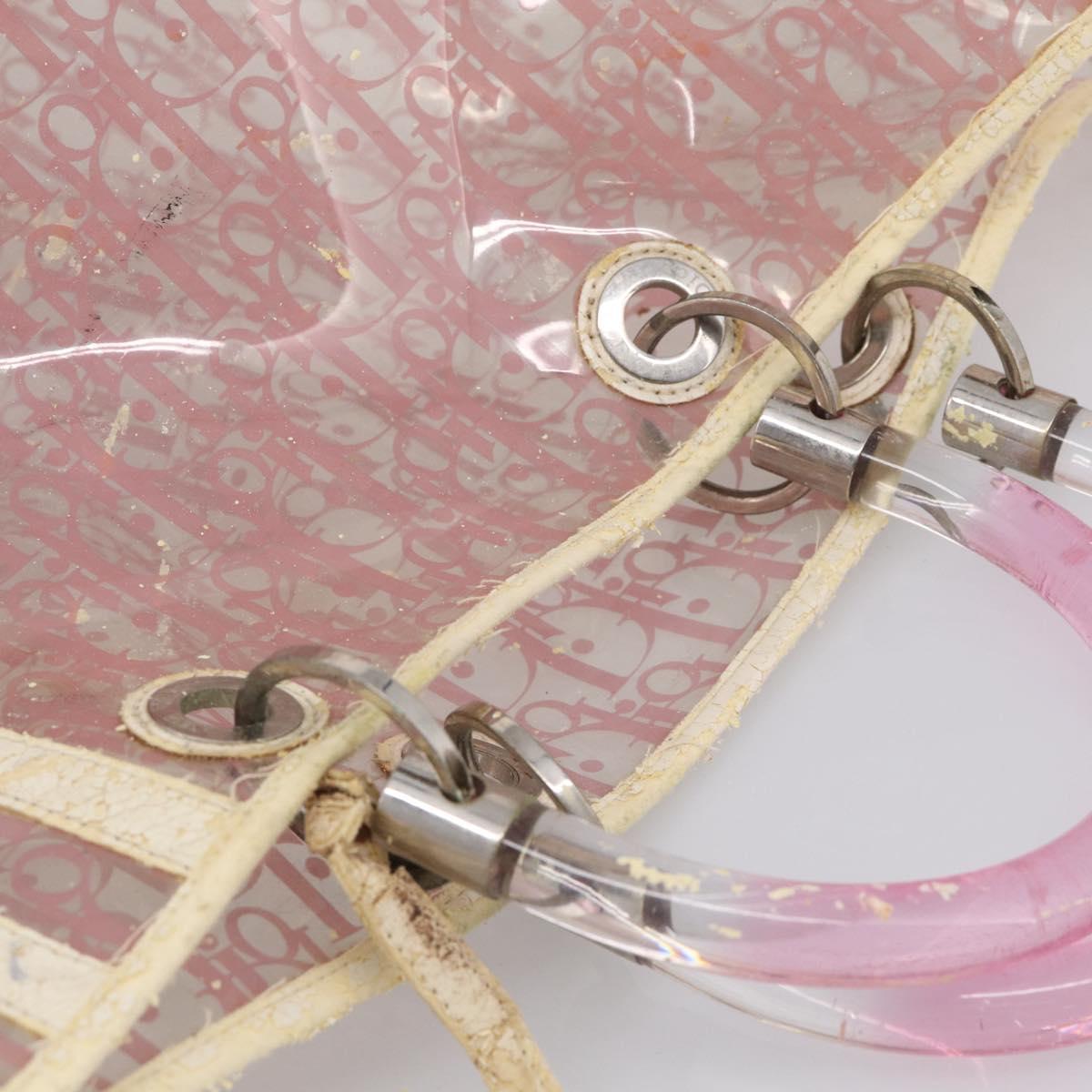 Christian Dior Hand Bag Vinyl Pink White Auth mr3071