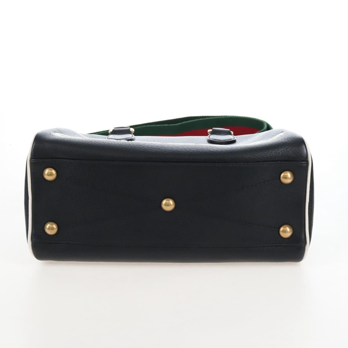 GUCCI Adidas Hand Bag Leather Black Gold Tone 702397 Auth mr3079V
