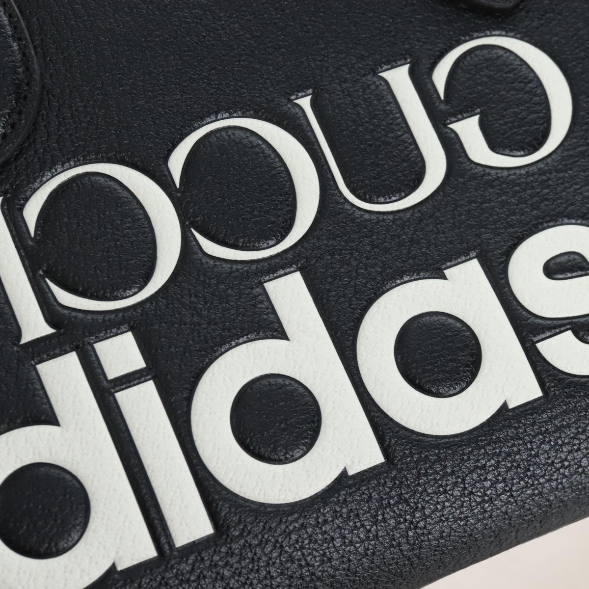 GUCCI Adidas Hand Bag Leather Black Gold Tone 702397 Auth mr3079V