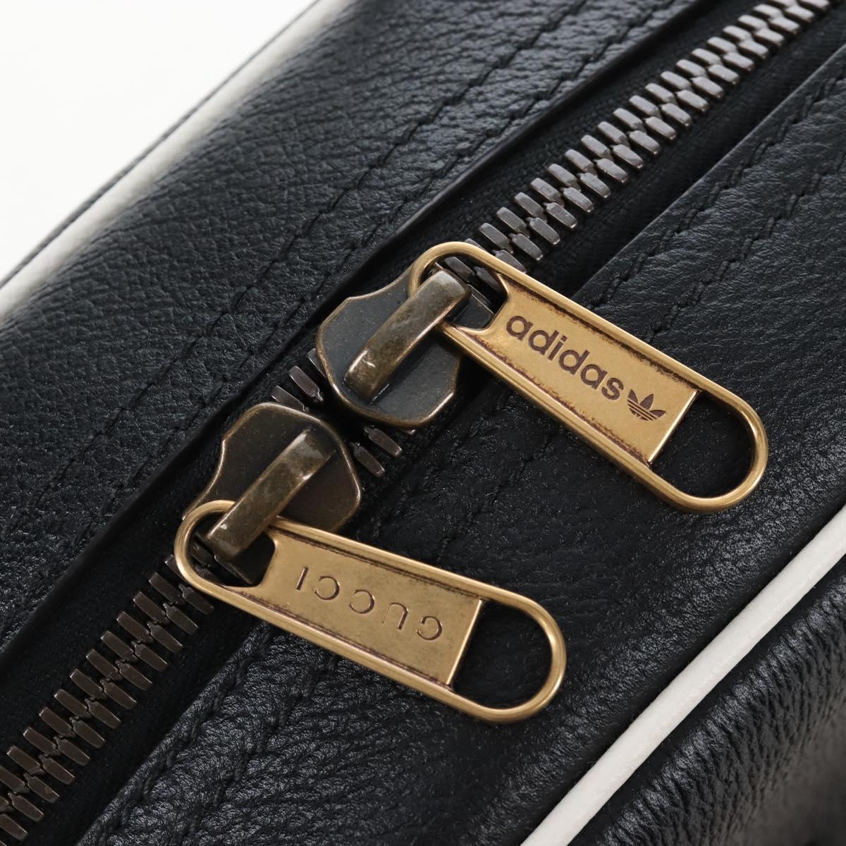 GUCCI Adidas Hand Bag Leather Black Gold Tone 702397 Auth mr3079V