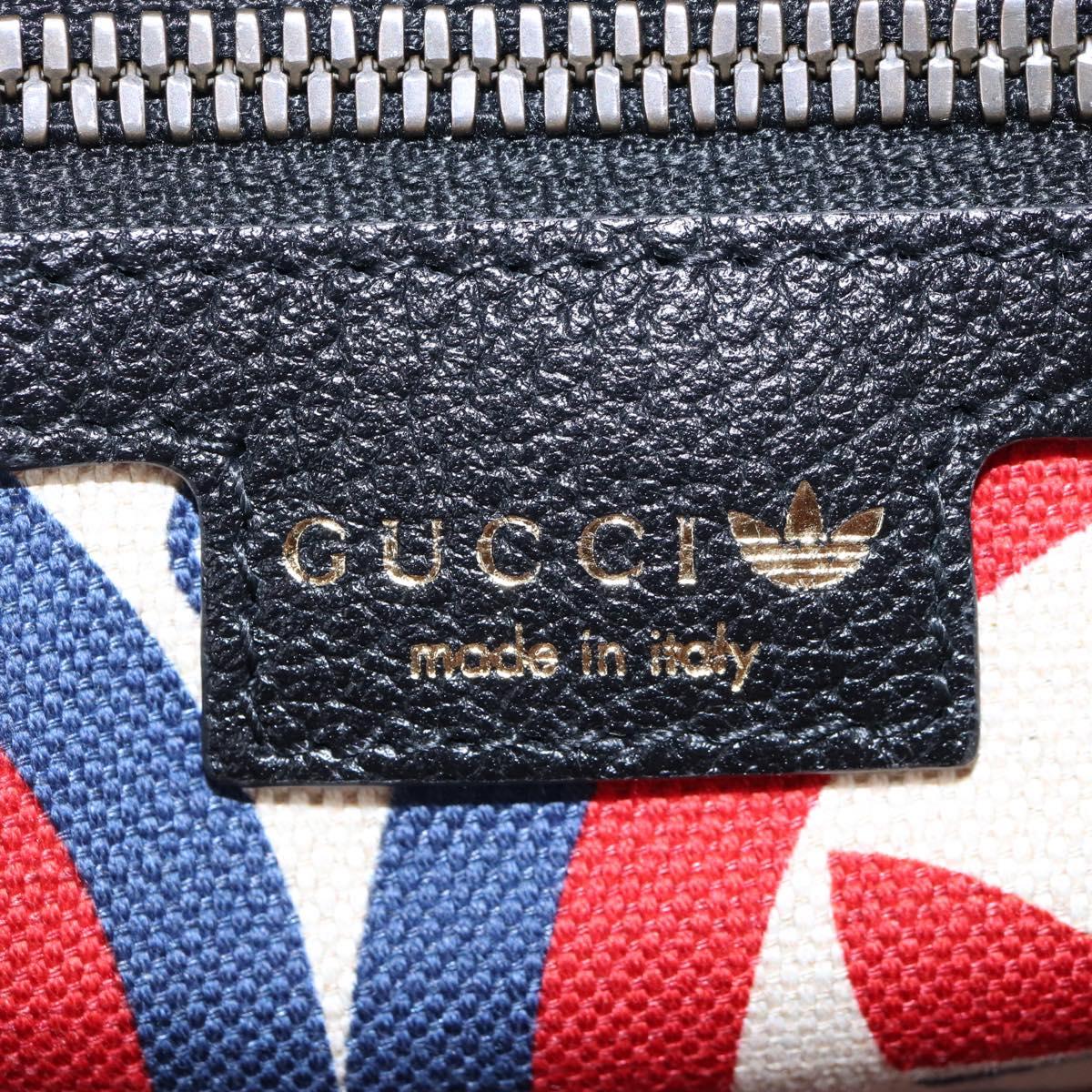 GUCCI Adidas Hand Bag Leather Black Gold Tone 702397 Auth mr3079V