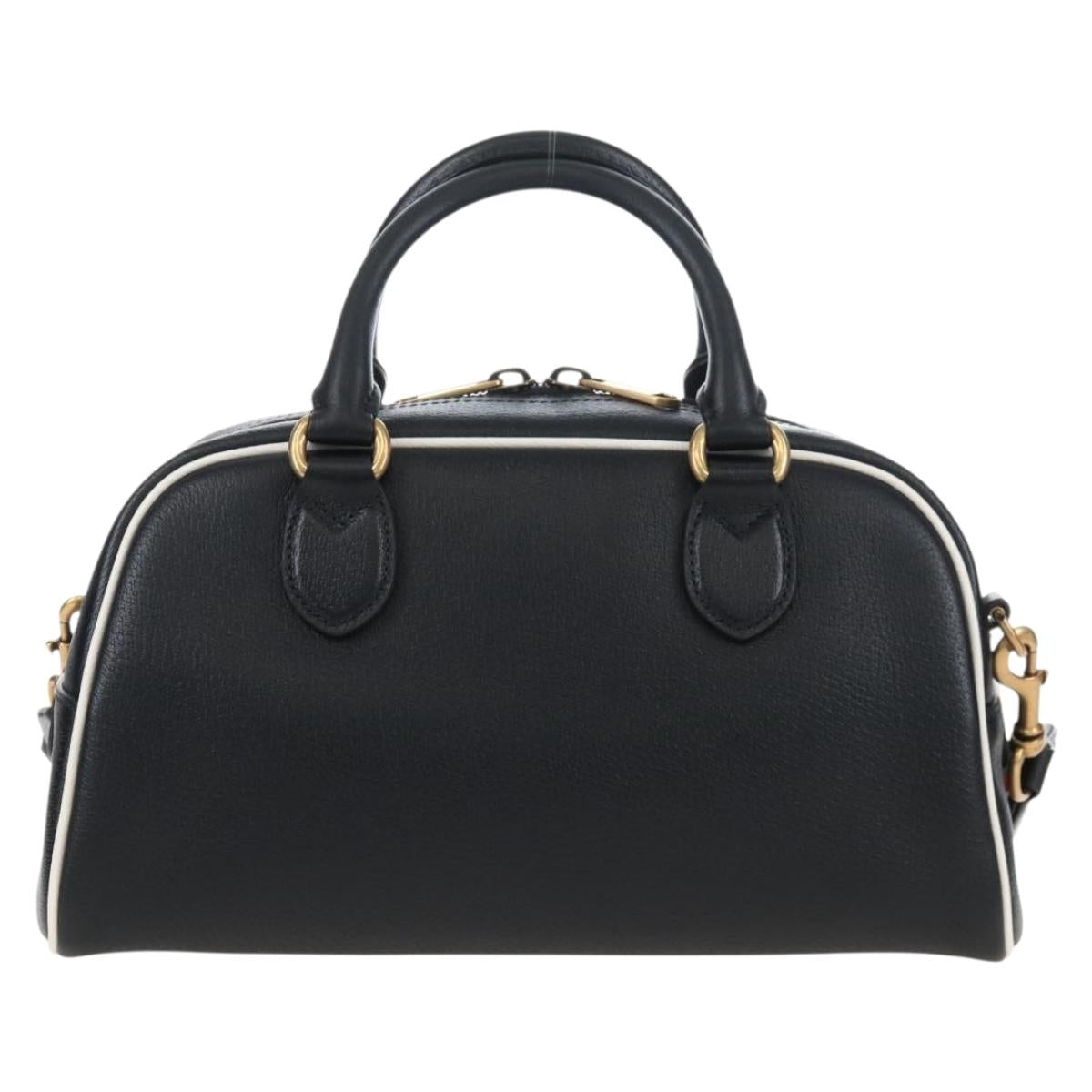 GUCCI Adidas Hand Bag Leather Black Gold Tone 702397 Auth mr3079V