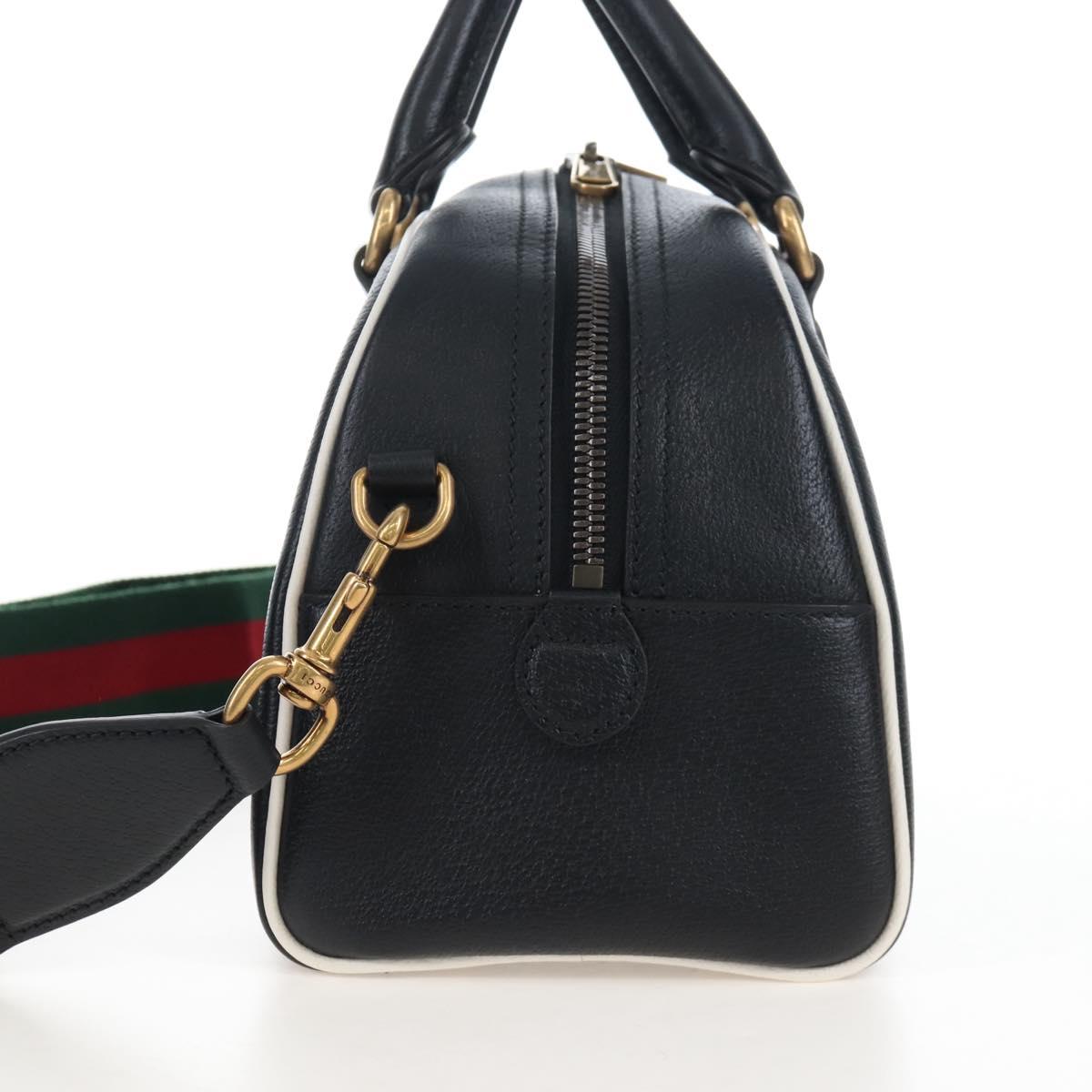 GUCCI Adidas Hand Bag Leather Black Gold Tone 702397 Auth mr3079V