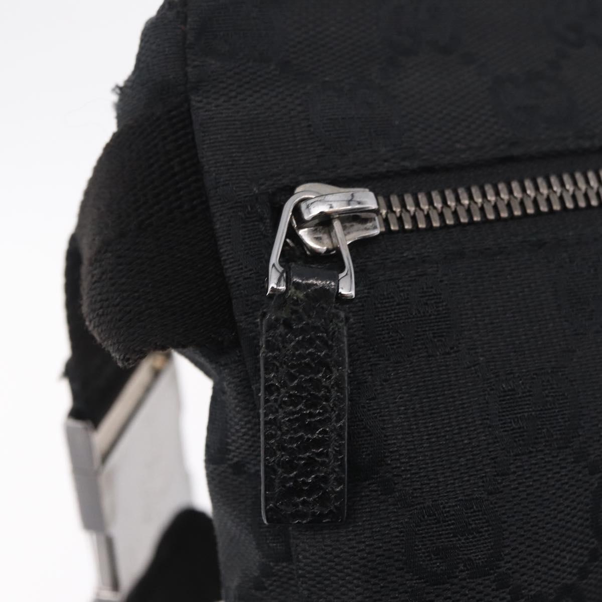 GUCCI GG Canvas Waist Bag Black Silver 28566 Auth mr3080A