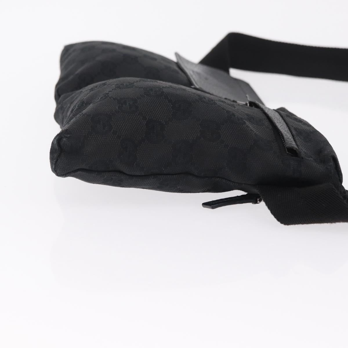 GUCCI GG Canvas Waist Bag Black Silver 28566 Auth mr3080A