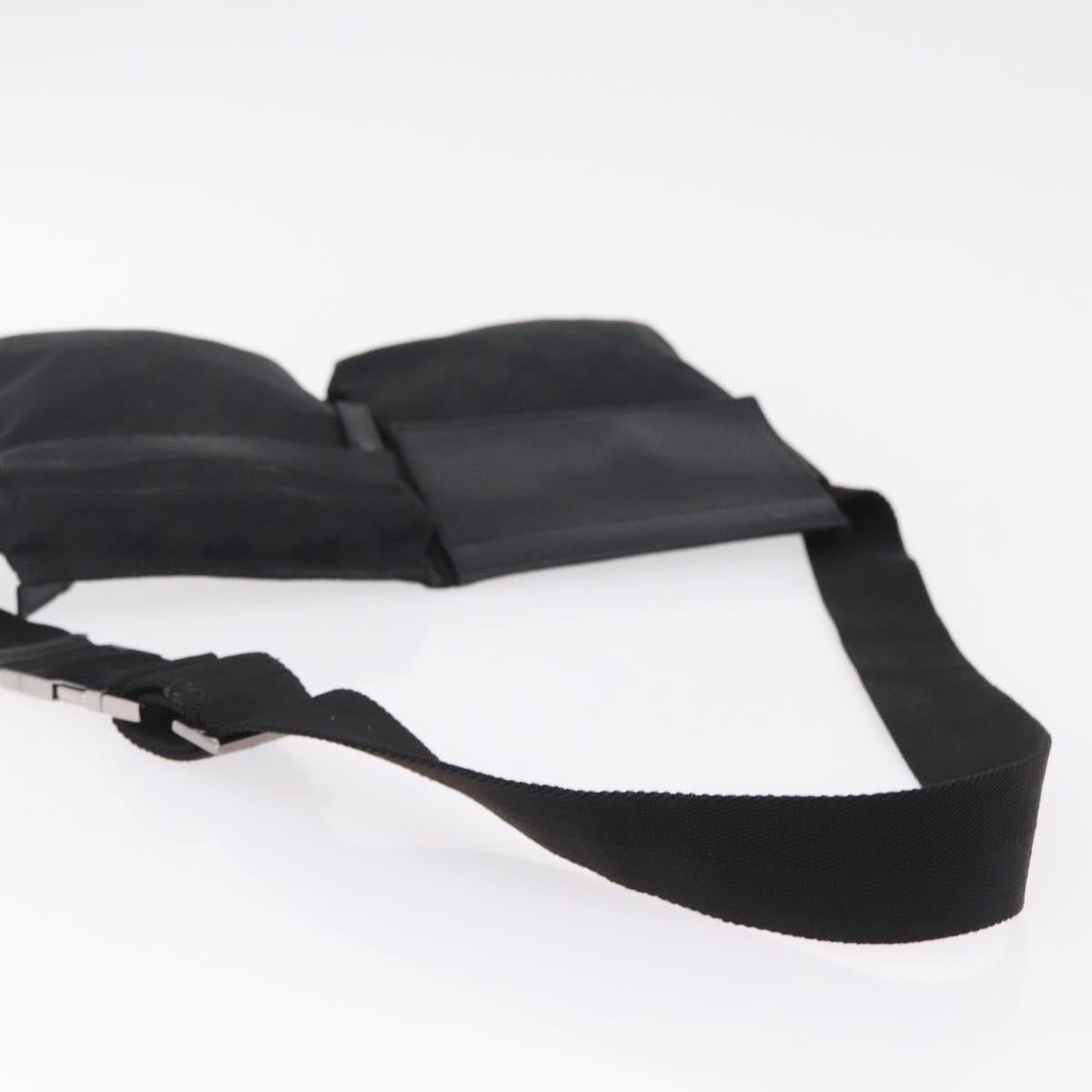 GUCCI GG Canvas Waist Bag Black Silver 28566 Auth mr3080A