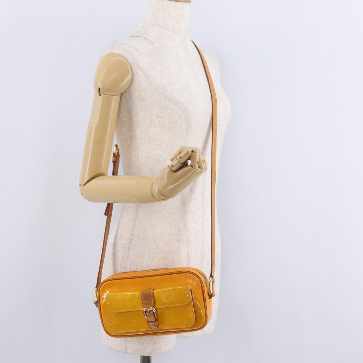LOUIS VUITTON Monogram Vernis Christy MM Shoulder Bag Jaune M91108 Auth mr3084A