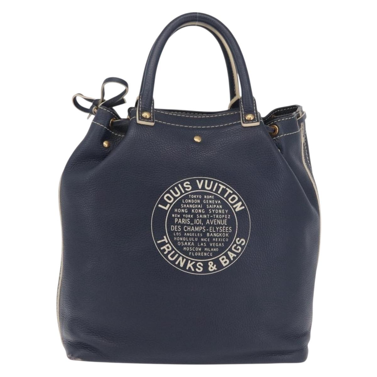LOUIS VUITTON Tobago T&B Shoe Bag Hand Bag Leather Navy M95149 LV Auth mr3089A