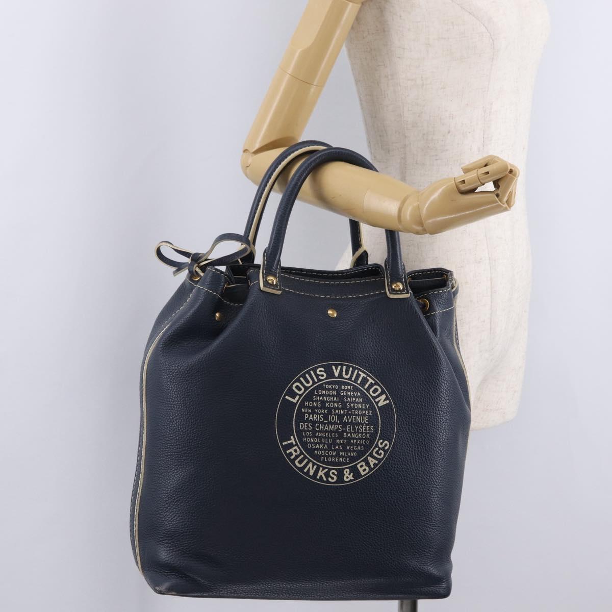 LOUIS VUITTON Tobago T&B Shoe Bag Hand Bag Leather Navy M95149 LV Auth mr3089A