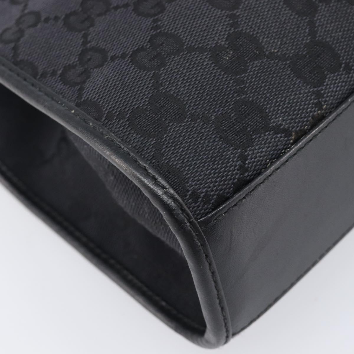 GUCCI GG Canvas Jackie Hand Bag Black Silver 002 1065 Auth mr3094A