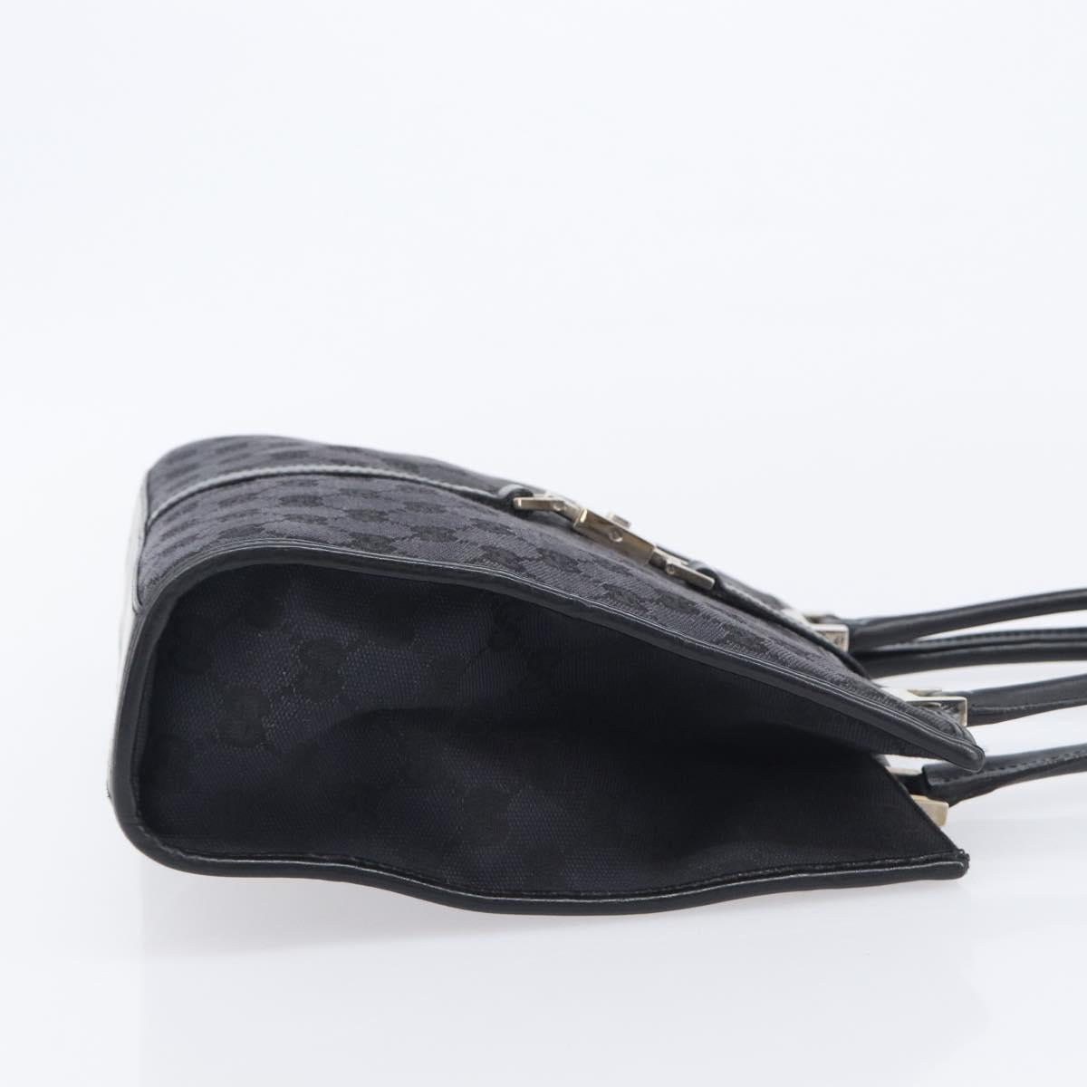 GUCCI GG Canvas Jackie Hand Bag Black Silver 002 1065 Auth mr3094A
