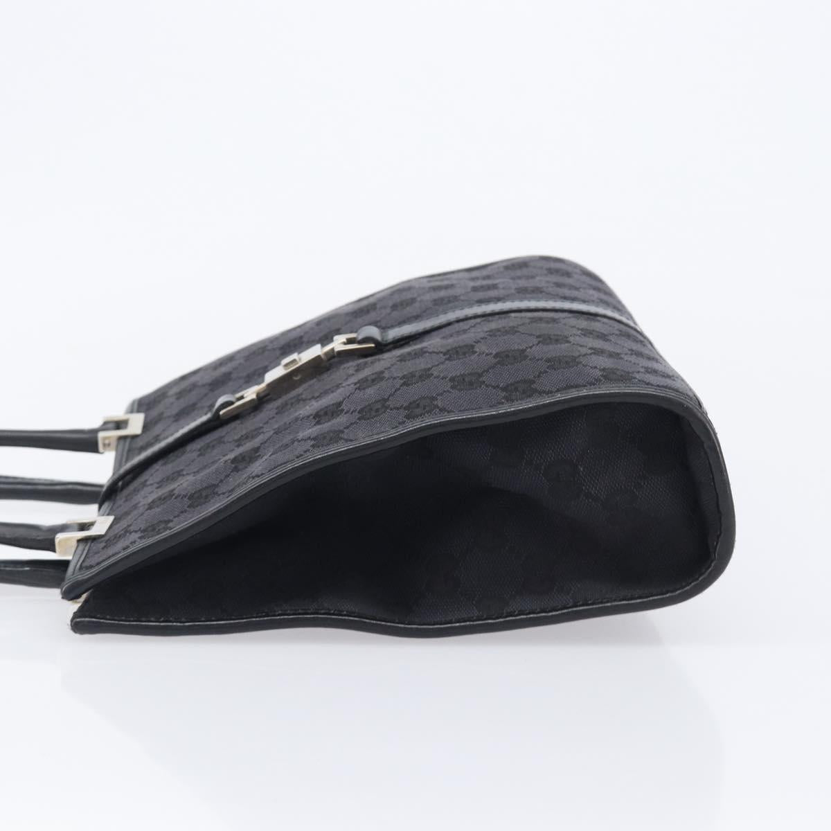 GUCCI GG Canvas Jackie Hand Bag Black Silver 002 1065 Auth mr3094A