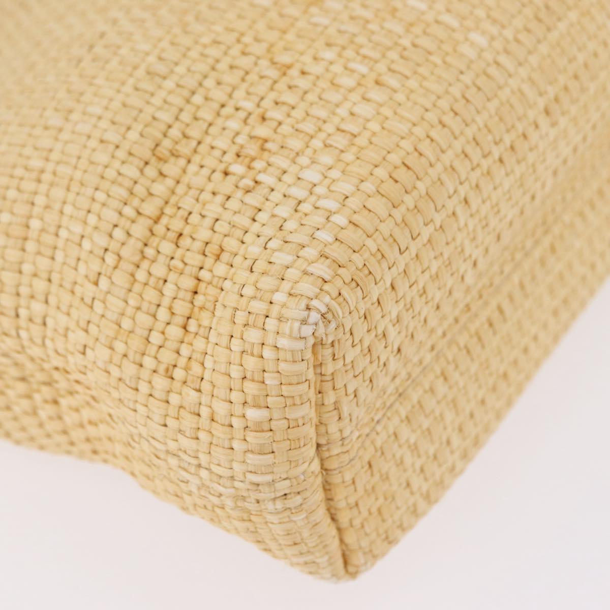 CHANEL Hand Bag Straw Beige Brown CC Auth mr3095