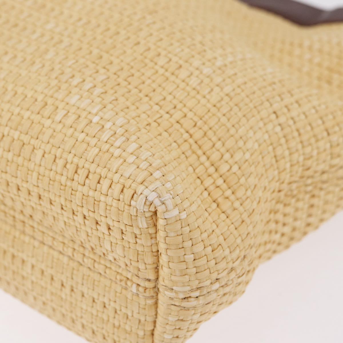 CHANEL Hand Bag Straw Beige Brown CC Auth mr3095