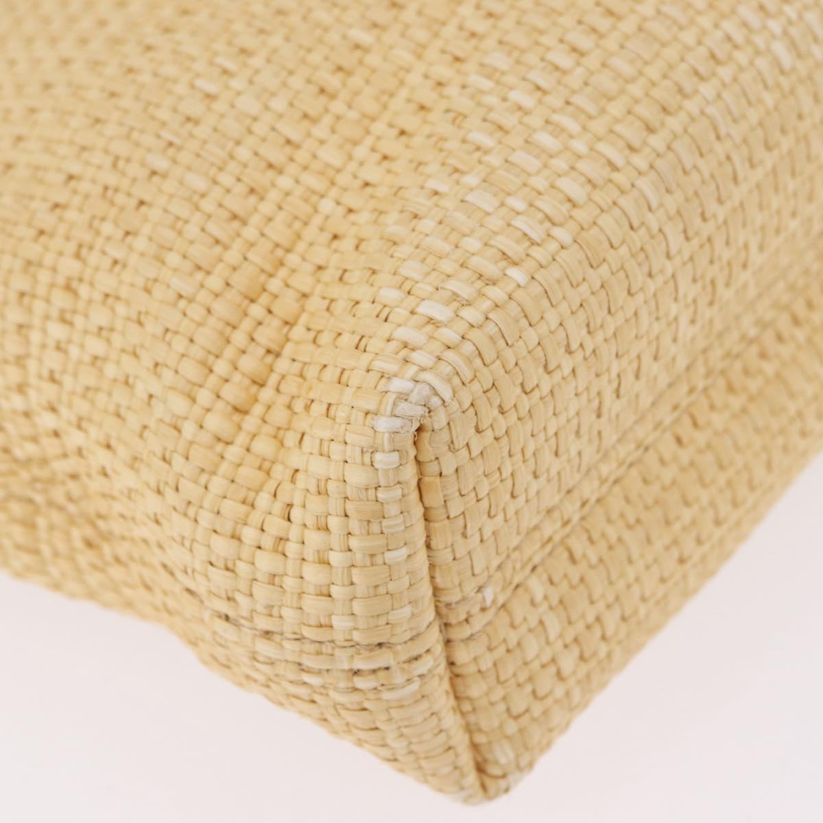 CHANEL Hand Bag Straw Beige Brown CC Auth mr3095