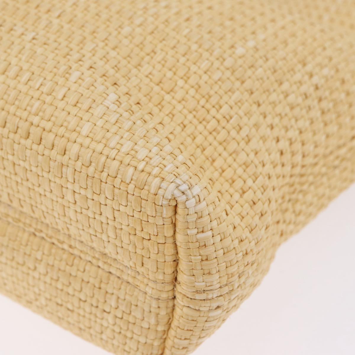 CHANEL Hand Bag Straw Beige Brown CC Auth mr3095