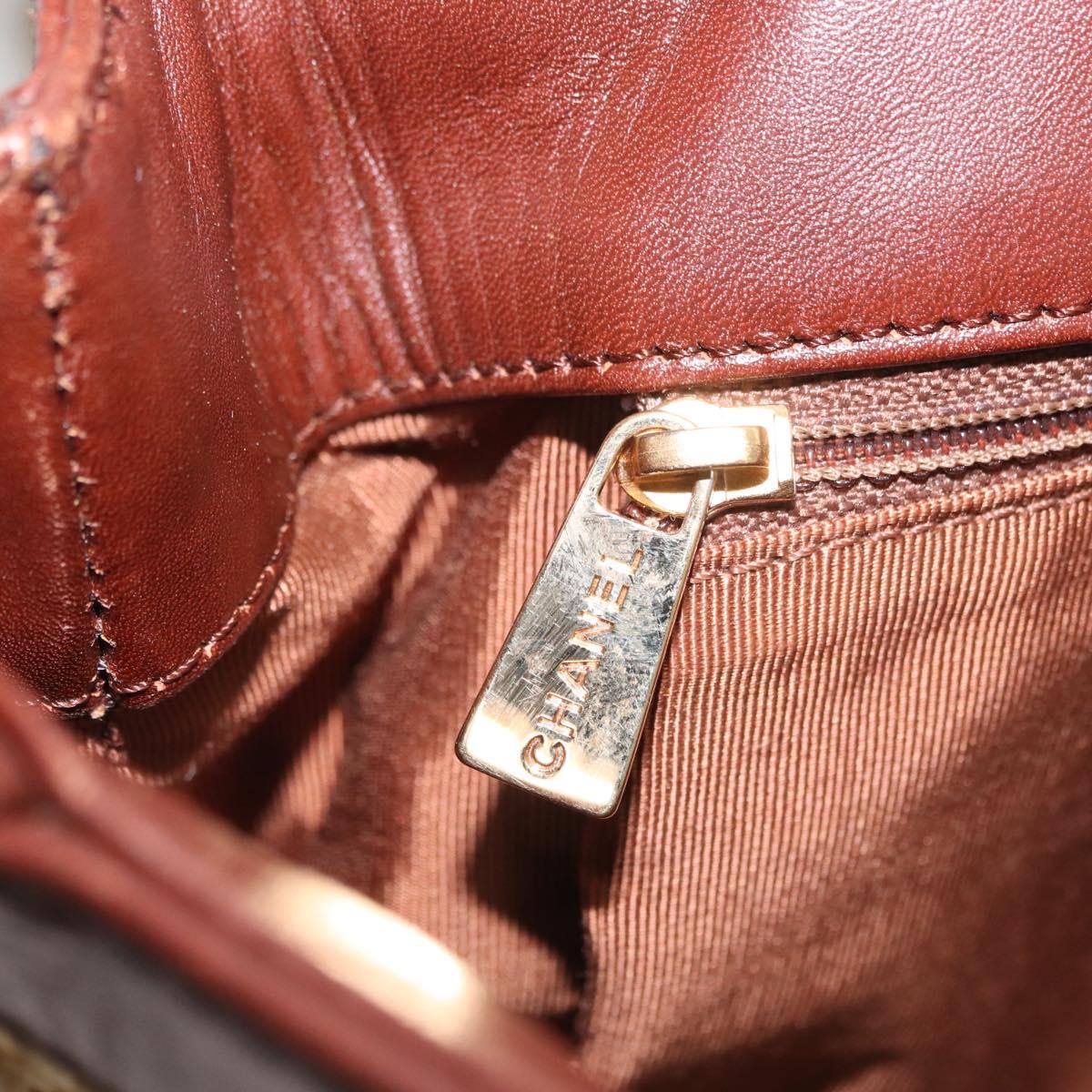 CHANEL Hand Bag Straw Beige Brown CC Auth mr3095