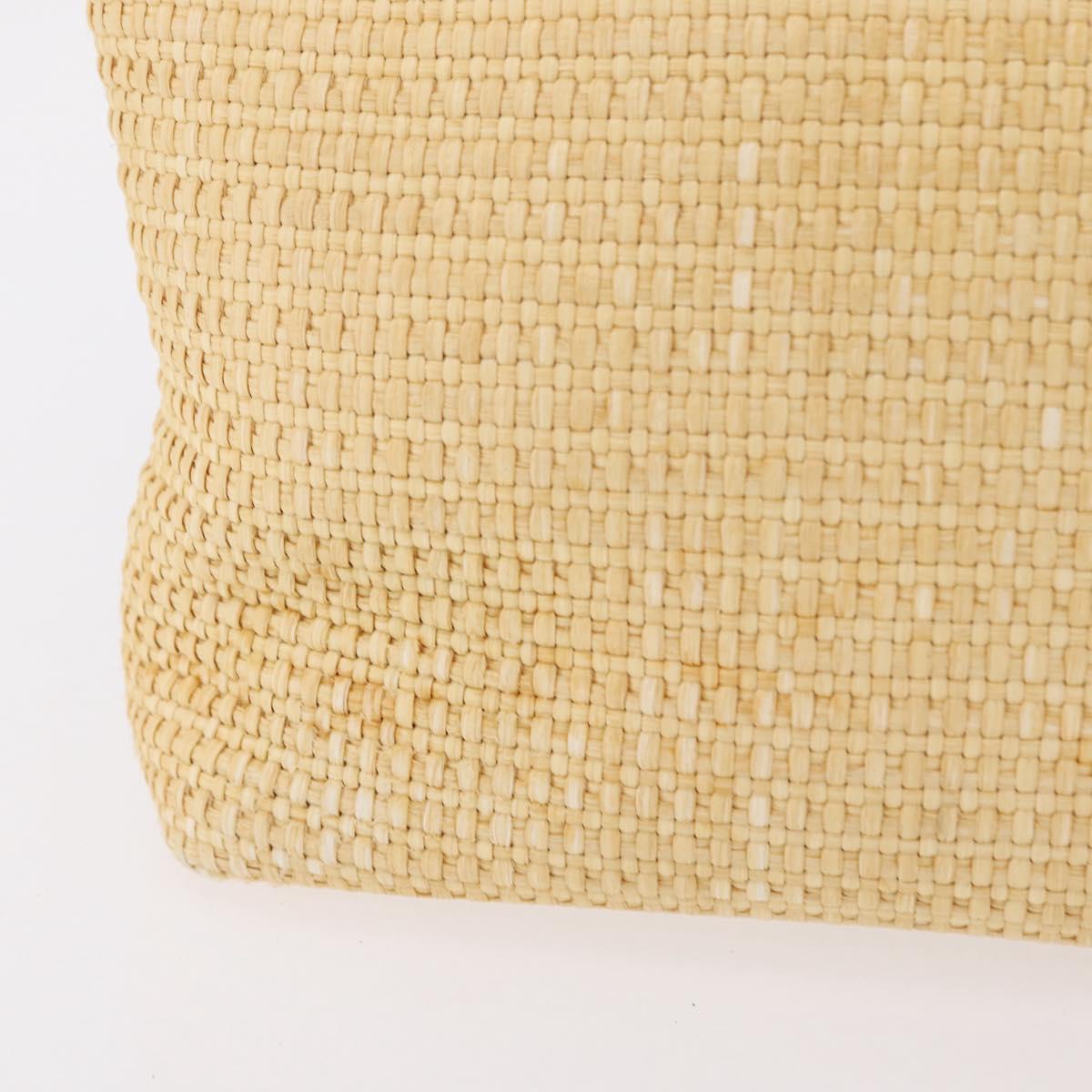 CHANEL Hand Bag Straw Beige Brown CC Auth mr3095