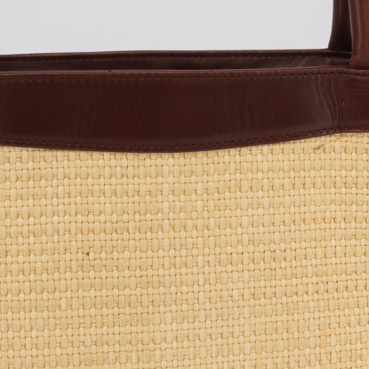 CHANEL Hand Bag Straw Beige Brown CC Auth mr3095