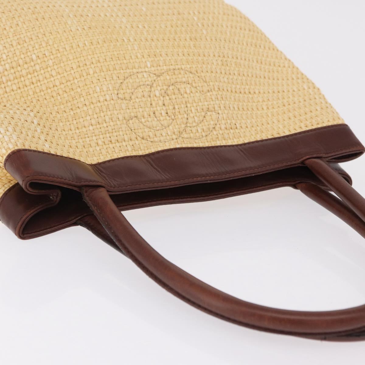CHANEL Hand Bag Straw Beige Brown CC Auth mr3095
