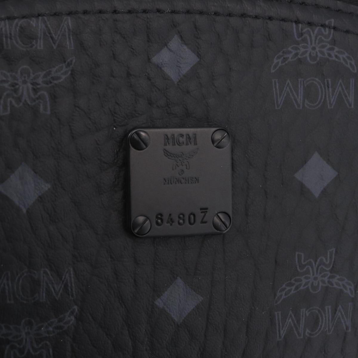 MCM Vicetos Backpack PVC Leather Black Auth mr3096A