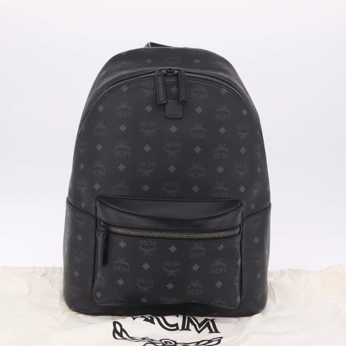 MCM Vicetos Backpack PVC Leather Black Auth mr3096A