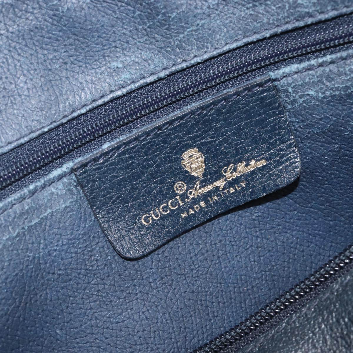 GUCCI Micro GG Sherry Line Hand Bag PVC Navy Gold Tone Auth mr3102
