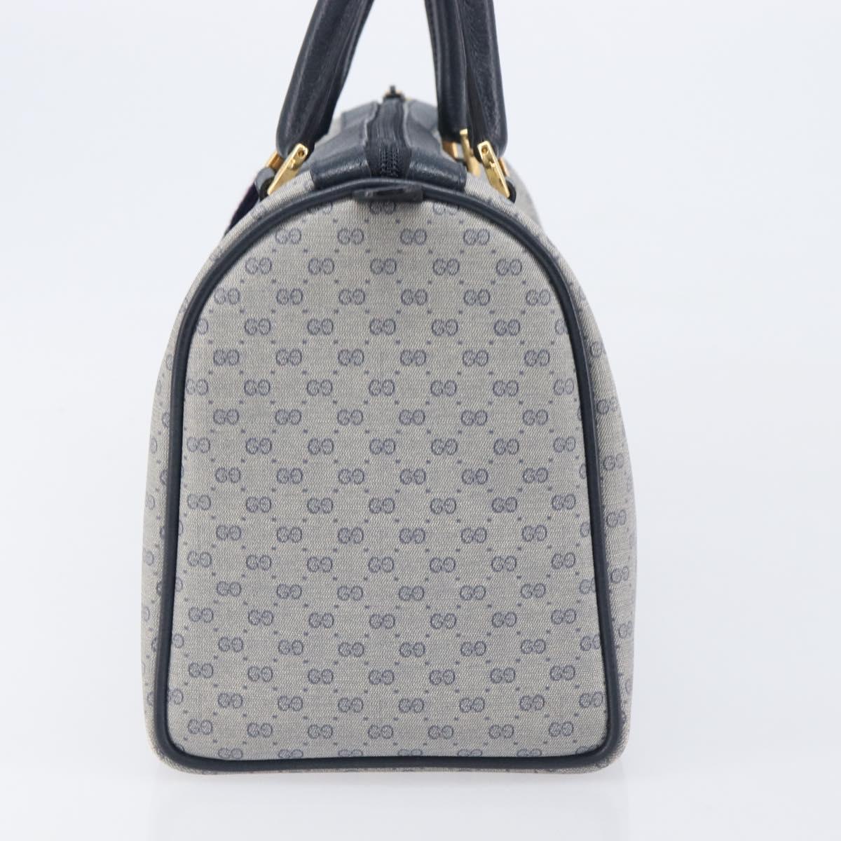 GUCCI Micro GG Sherry Line Hand Bag PVC Navy Gold Tone Auth mr3102