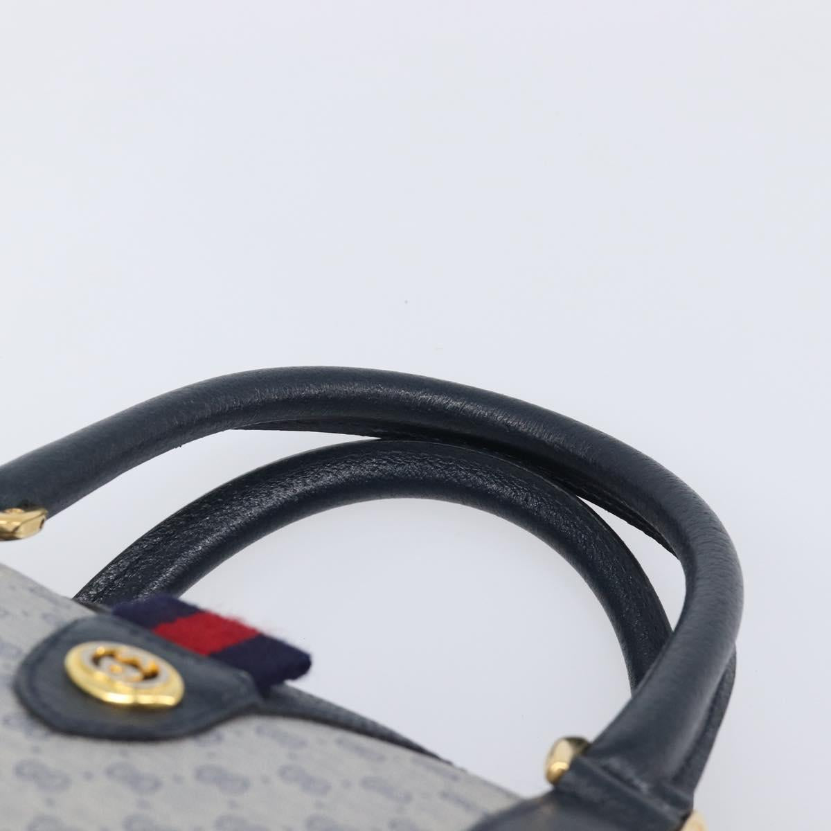 GUCCI Micro GG Sherry Line Hand Bag PVC Navy Gold Tone Auth mr3102