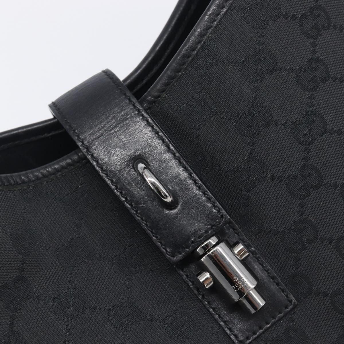 GUCCI GG Canvas Jackie Shoulder Bag Black Silver 110291 Auth mr3106A