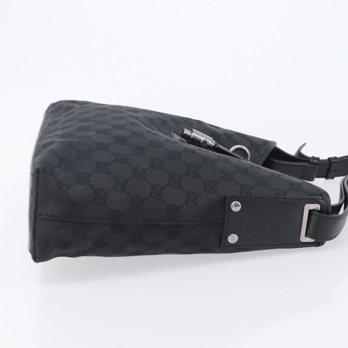 GUCCI GG Canvas Jackie Shoulder Bag Black Silver 110291 Auth mr3106A
