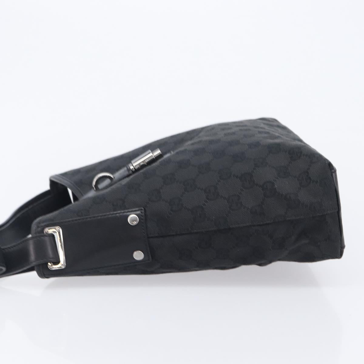 GUCCI GG Canvas Jackie Shoulder Bag Black Silver 110291 Auth mr3106A