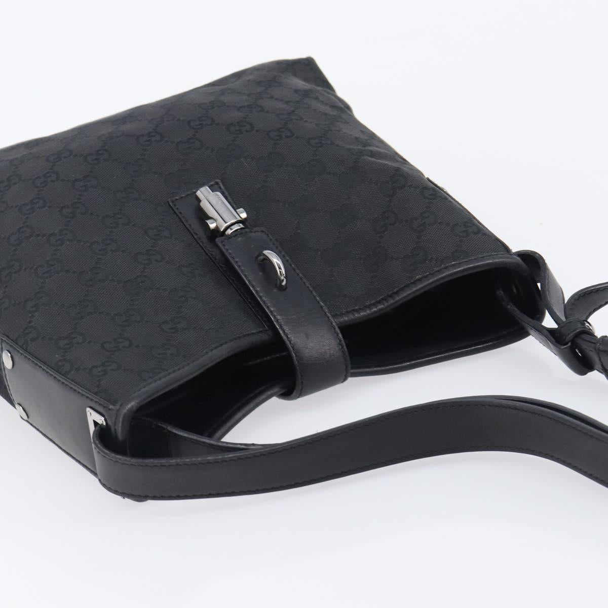 GUCCI GG Canvas Jackie Shoulder Bag Black Silver 110291 Auth mr3106A