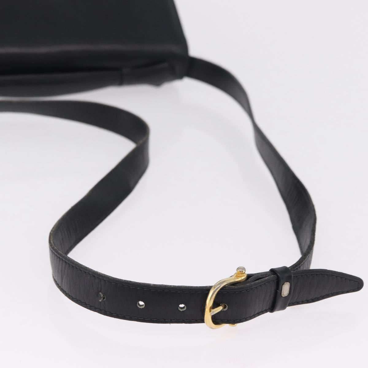 CELINE Hand Bag Leather Black Gold Tone Auth mr3107