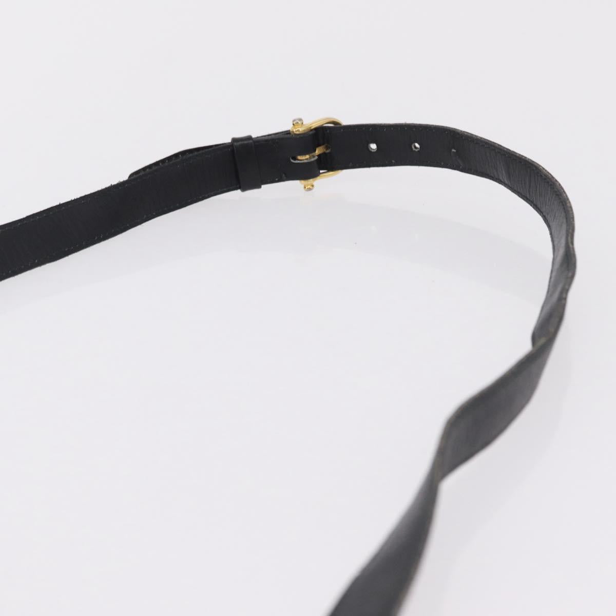 CELINE Hand Bag Leather Black Gold Tone Auth mr3107