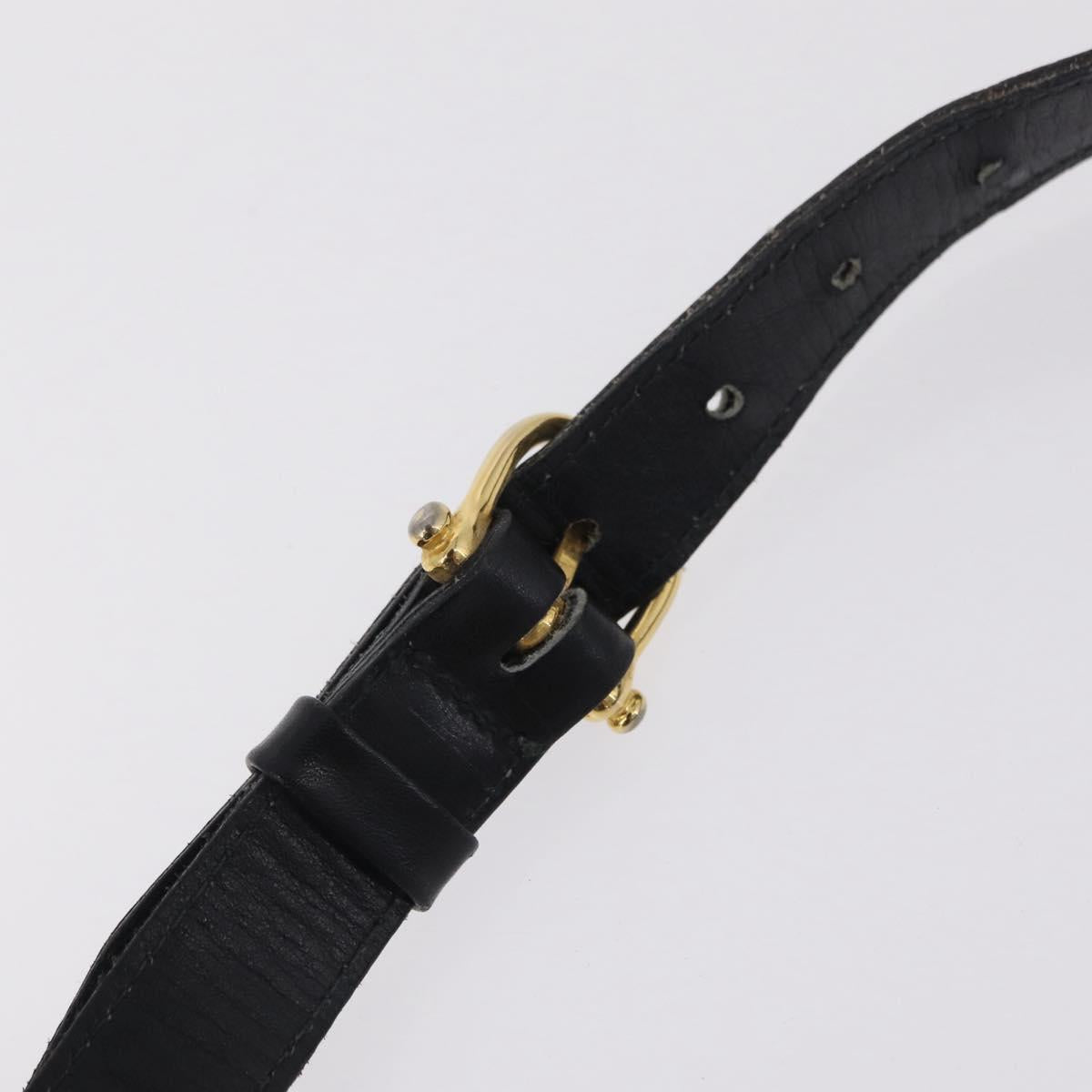 CELINE Hand Bag Leather Black Gold Tone Auth mr3107