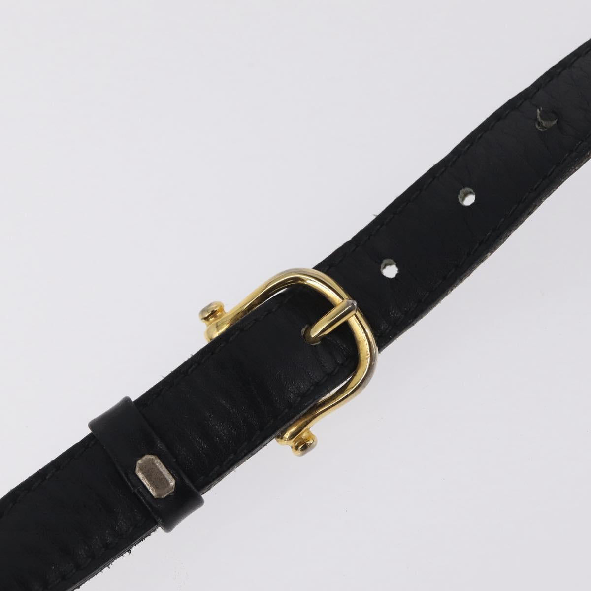 CELINE Hand Bag Leather Black Gold Tone Auth mr3107