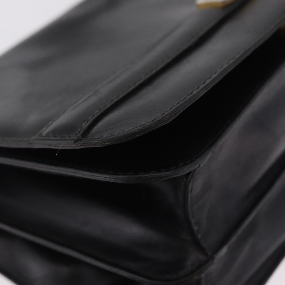 CELINE Hand Bag Leather Black Gold Tone Auth mr3107