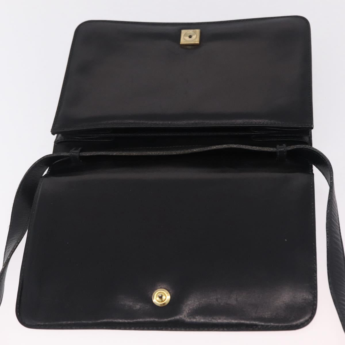 CELINE Hand Bag Leather Black Gold Tone Auth mr3107