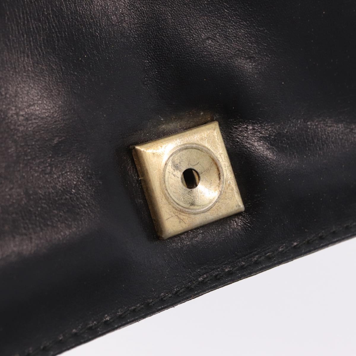 CELINE Hand Bag Leather Black Gold Tone Auth mr3107