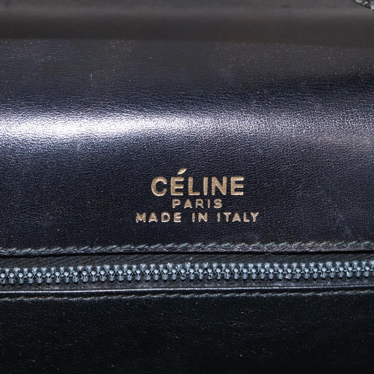 CELINE Hand Bag Leather Black Gold Tone Auth mr3107