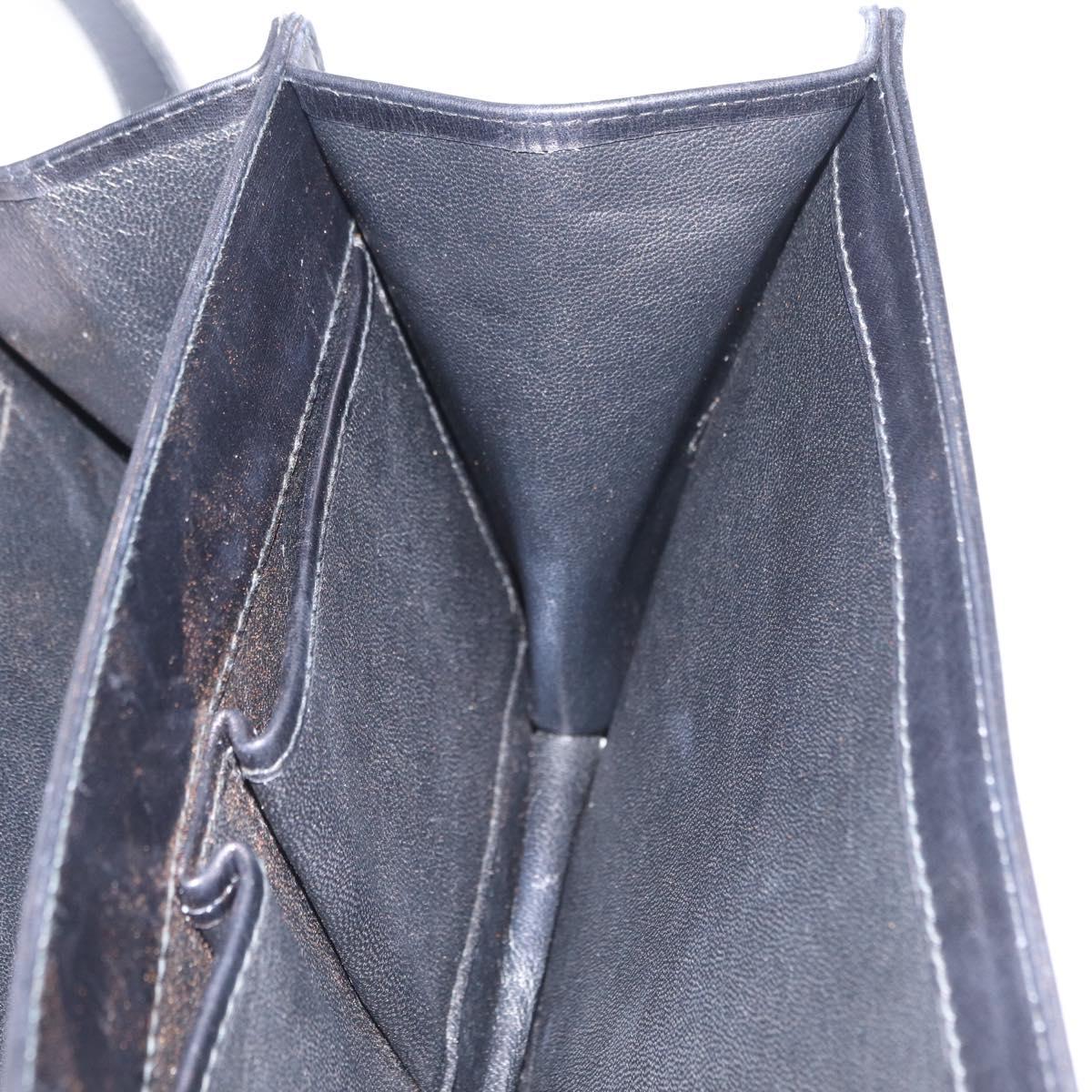 CELINE Hand Bag Leather Black Gold Tone Auth mr3107